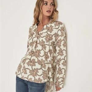Reiss Ivory Suki Printed Overhead Blouse
